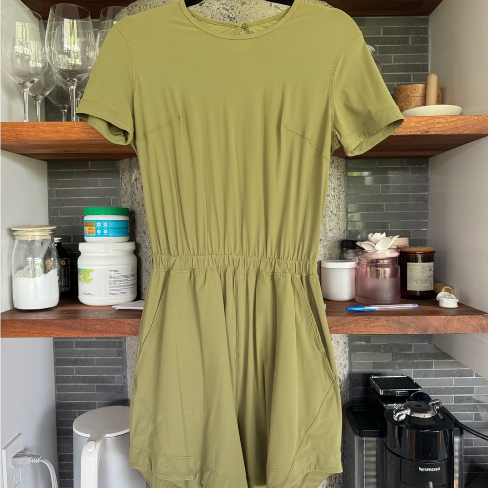 Olive Green Short Sleeve Jumpsuit Romper
